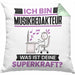 Musikredakteur Kissen mit Füllung 40x40 Geschenk für Musikredakteur Geburtstag Lustiger Spruch Was Ist Deine Superkraft (Grau) Grün Trendation