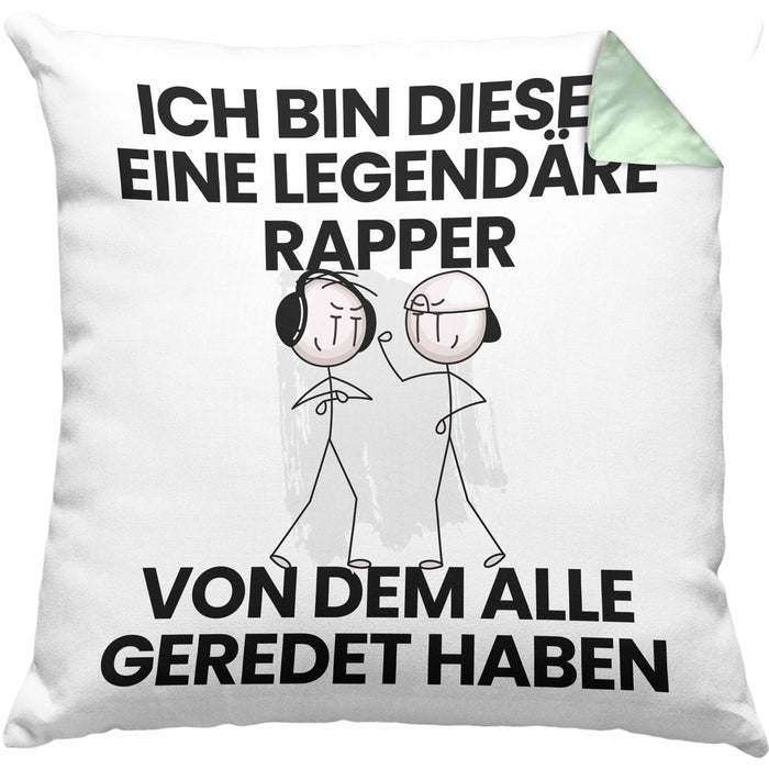 Rapper Geschenk Kissen mit Füllung 40x40 Lustige Geschenkidee Geburtstag für Rapper Ich Bin Dieser Legendäre Rapper Von Dem Alle Geredet Haben (Grau) Grün Trendation