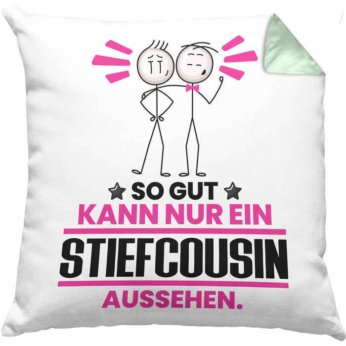 Stiefcousin Geschenk Kissen mit Füllung 40x40 So Gut Kann Nur Ein Stiefcousin Aussehen Geschenkidee (Grau) Grün Trendation
