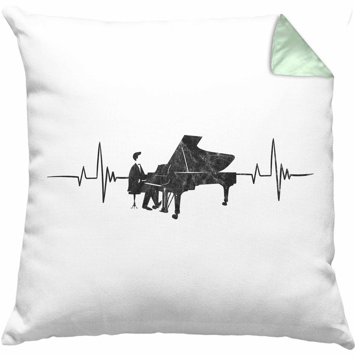 Kissen mit Füllung 40x40 Piano Geschenkidee für Klavierspieler Flügel-Motiv Herzschlag (Grau) Grün Trendation
