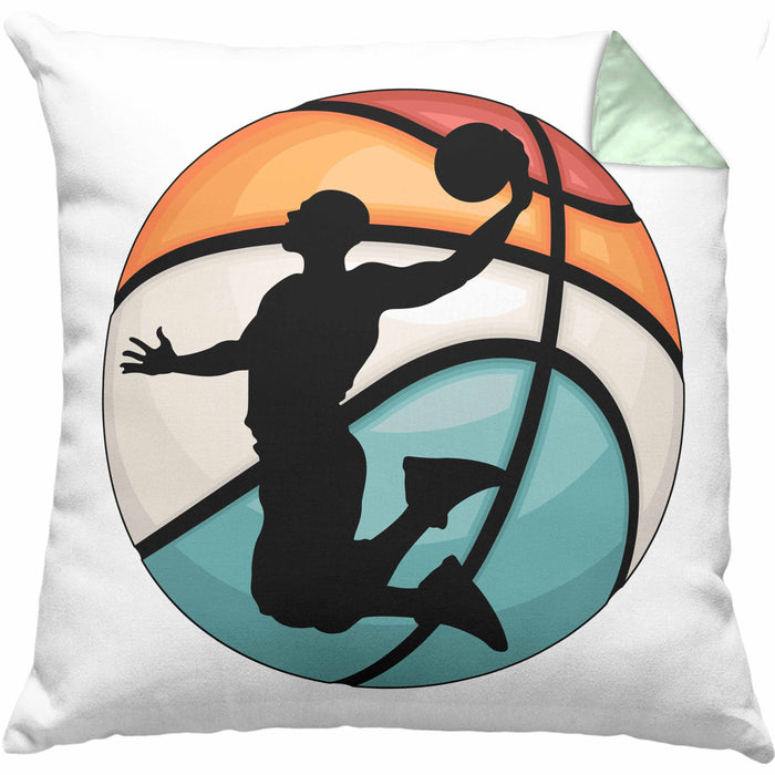 Basketball Kissen mit Füllung 40x40 Geschenk Basketballspieler Trainer Geschenkidee Lustige Kissen mit Füllung 40x40 Basketballer Jungs Jungen Coach (Grau) Grün Trendation