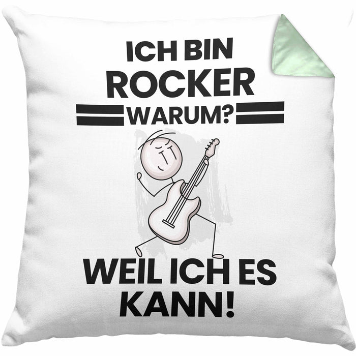 Rocker Geschenk Kissen mit Füllung 40x40 Lustiger Spruch Ich Bin Rocker Warum Weil Ich Es Kann Geschenkidee Bester Rocker Geburtstag (Grau) Grün Trendation