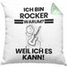 Rocker Geschenk Kissen mit Füllung 40x40 Lustiger Spruch Ich Bin Rocker Warum Weil Ich Es Kann Geschenkidee Bester Rocker Geburtstag (Grau) Grün Trendation