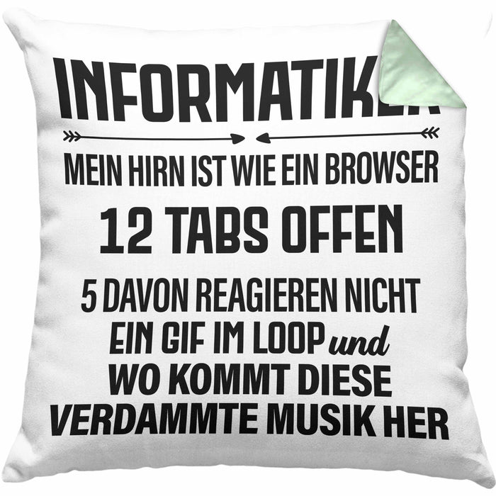 Informatiker Kissen mit Füllung 40x40 Geschenk Programmierer Gadget Lustig Geschenkidee Männer Zubehör Informatiklehrer IT Programmierer (Grau) Grün Trendation