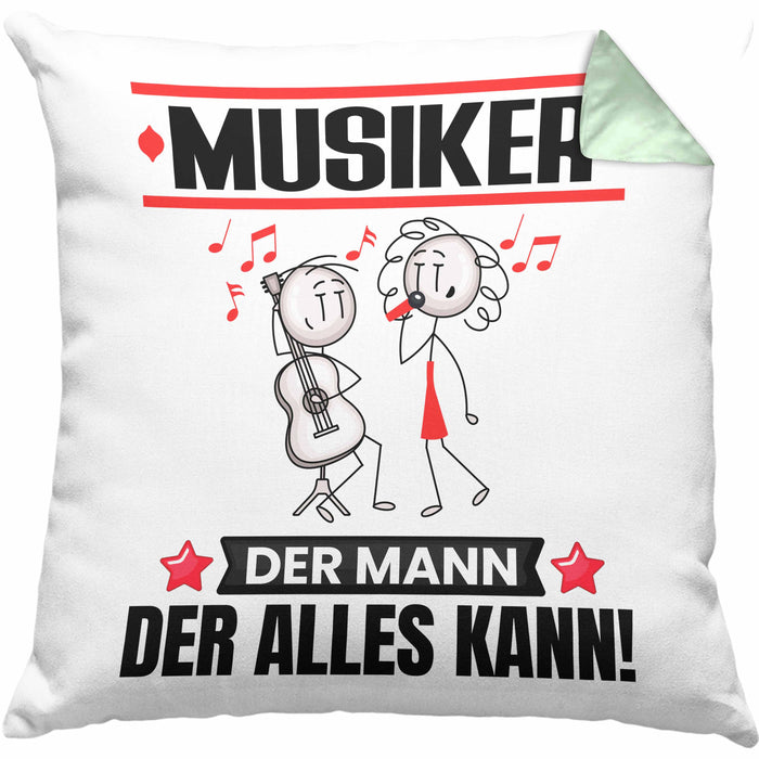 Musiker Kissen mit Füllung 40x40 Geschenk für Musiker Der Mann Der Alles Kann Geschenkidee zum Geburtstag (Grau) Grün Trendation