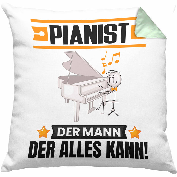 Pianist Kissen mit Füllung 40x40 Geschenk für Pianist Der Mann Der Alles Kann Geschenkidee zum Geburtstag (Grau) Grün Trendation
