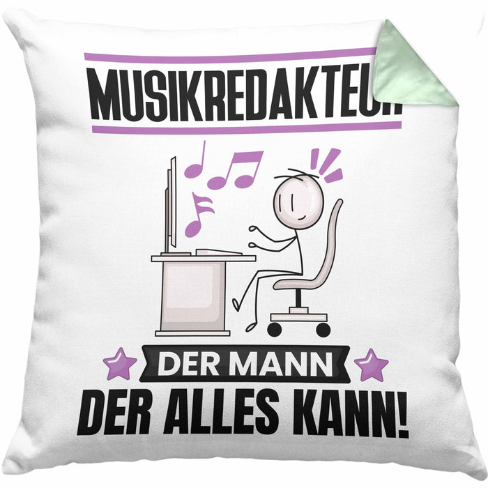 Musikredakteur Kissen mit Füllung 40x40 Geschenk für Musikredakteur Der Mann Der Alles Kann Geschenkidee zum Geburtstag (Grau) Grün Trendation
