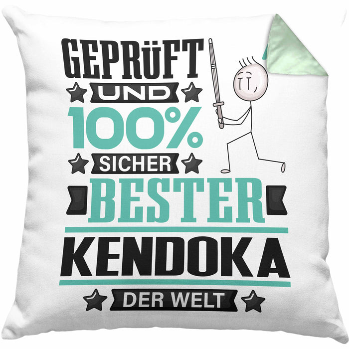 Kendoka Geschenk Lustiger Spruch für Kendoka Geschenkidee Bester Kendoka Der WeltKissen mit Füllung 40x40 (Grau) Grün Trendation