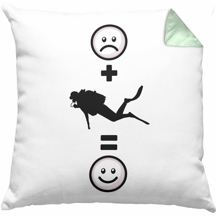 Tauchen Kissen mit Füllung 40x40 Geschenk für Taucher :( + Tauchen = :) Lustige Geschenkidee Geburtstag (Grau) Grün Trendation