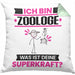 Zoologe Kissen mit Füllung 40x40 Geschenk für Zoologe Geburtstag Lustiger Spruch Was Ist Deine Superkraft (Grau) Grün Trendation