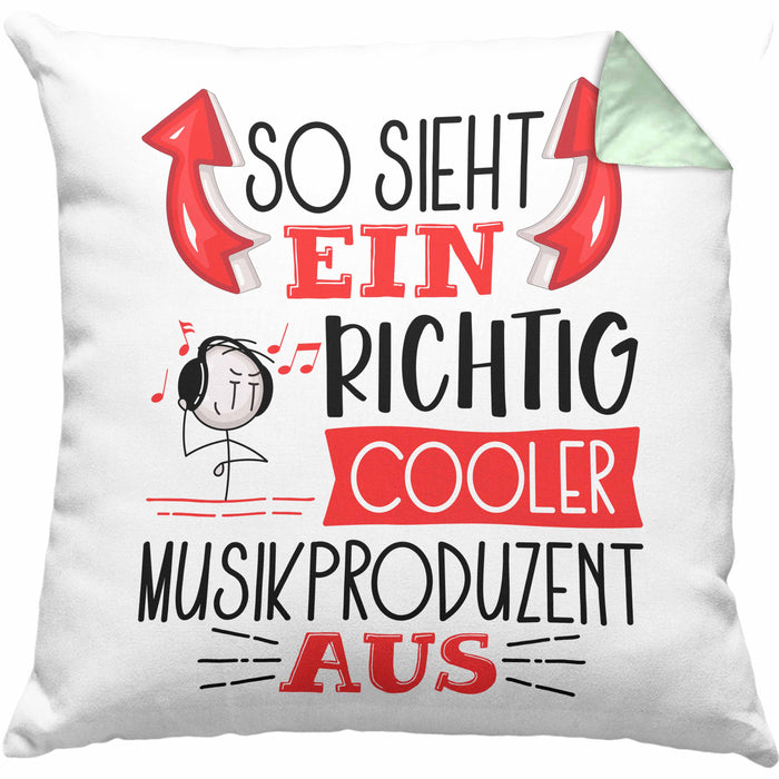 So Sieht Ein Richtig Cooler Musikproduzent Aus Kissen mit Füllung 40x40 Geschenk für Produzenten Geburtstag Geschenkdiee (Grau) Grün Trendation