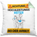 Reiter Kissen mit Füllung 40x40 Geschenk Lustiger Spruch Geschenkidee für Reiter Achtung Hochleistungs Reiter Bei Der Arbeit (Grau) Grün Trendation