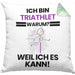Triathlet Geschenk Kissen mit Füllung 40x40 Lustiger Spruch Ich Bin Triathlet Warum Weil Ich Es Kann Geschenkidee Bester Triathlet Geburtstag (Grau) Grün Trendation