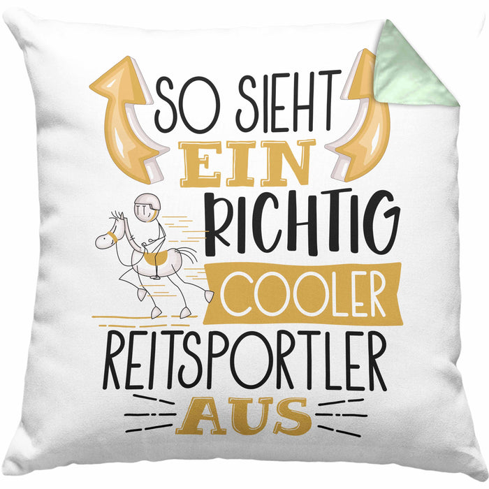 Reitsportler Kissen mit Füllung 40x40 So Sieht Ein Richtig Cooler Reitsportler Aus Geschenk Lustiger Spruch Geschenkidee (Grau) Grün Trendation