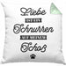 Katze Kissen mit Füllung 40x40 Geschenk Spruch Geschenkidee für Katzen-Mama Papa Katzenliebhaber Liebe Ist Ein Schnurren Auf Meinem Schoß (Grau) Grün Trendation