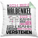 Halbenkel Geschenk Kaffee-Kissen mit Füllung 40x40 Geschenkidee für Halbenkel Ich Bin Halbenkel Ich Kann Es Dir Erklären Jedoch Nicht Für Dich Verstehen Spruch Lustig (Grau) Grün Trendation