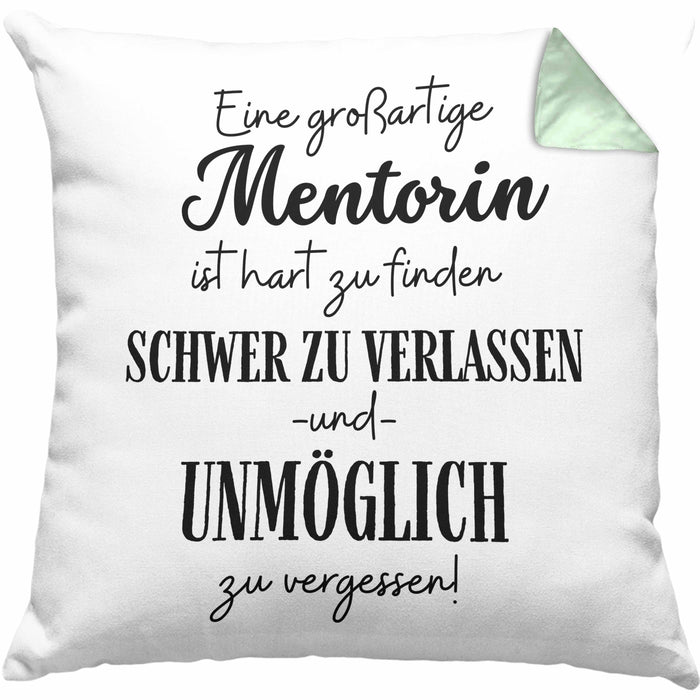 Mentorin Abschied Geschenk Kissen mit Füllung 40x40 Abschiedsgeschenk für Mentorin Hart Zu Finden Schwer Zu Verlassen (Grau) Grün Trendation
