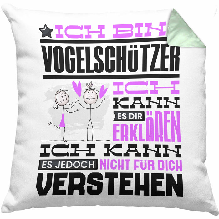 Vogelschützer Geschenk Kaffee-Kissen mit Füllung 40x40 Geschenkidee für Vogelschützer Ich Bin Vogelschützer Ich Kann Es Dir Erklären Jedoch Nicht Für Dich Verstehen Spruch Lustig (Grau) Grün Trendation
