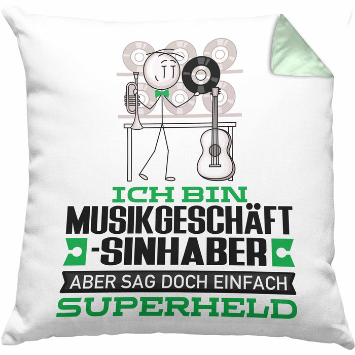 Musikgeschäftsinhaber Geschenk Kissen mit Füllung 40x40 Ich Bin Musikgeschäftsinhaber Aber Sag Doch Einfach Superheld Lustige Geschenkdiee für Musikgeschäftsinhaber (Grau) Grün Trendation