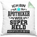 Apotheker Kissen mit Füllung 40x40 Geschenk Bester Apotheker Pharmazeut Arzneikundiger Spruch Lustig (Grau) Grün Trendation