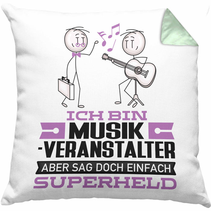 Musikveranstalter Geschenk Kissen mit Füllung 40x40 Ich Bin Musikveranstalter Aber Sag Doch Einfach Superheld Lustige Geschenkdiee für Musikveranstalter (Grau) Grün Trendation