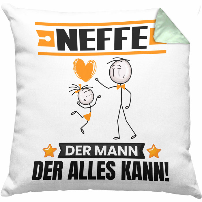 Neffe Kissen mit Füllung 40x40 Geschenk für Neffe Der Mann Der Alles Kann Geschenkidee zum Geburtstag (Grau) Grün Trendation
