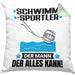 Schwimmsportler Kissen mit Füllung 40x40 Geschenk für Schwimmsportler Der Mann Der Alles Kann Geschenkidee zum Geburtstag (Grau) Grün Trendation