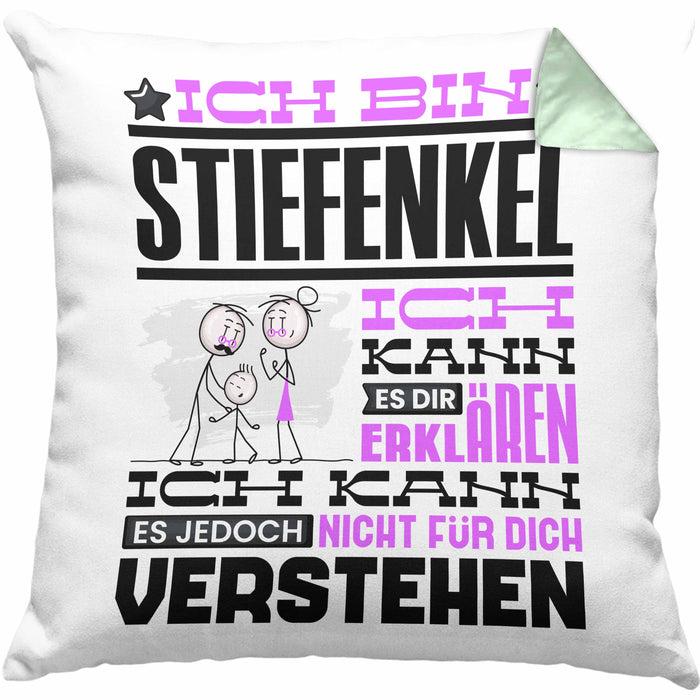 Stiefenkel Geschenk Kaffee-Kissen mit Füllung 40x40 Geschenkidee für Stiefenkel Ich Bin Stiefenkel Ich Kann Es Dir Erklären Jedoch Nicht Für Dich Verstehen Spruch Lustig (Grau) Grün Trendation