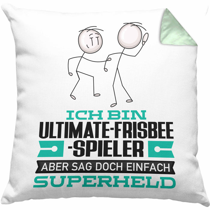 Ultimate-Frisbee-Spieler Geschenk Kissen mit Füllung 40x40 Ich Bin Ultimate-Frisbee-Spieler Aber Sag Doch Einfach Superheld Lustige Geschenkdiee für Ultimate-Frisbee-Spieler (Grau) Grün Trendation