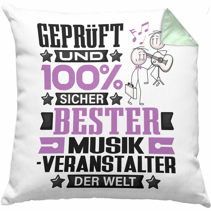 Musikveranstalter Geschenk Lustiger Spruch für Musikveranstalter Geschenkidee Bester Musikveranstalter Der WeltKissen mit Füllung 40x40 (Grau) Grün Trendation
