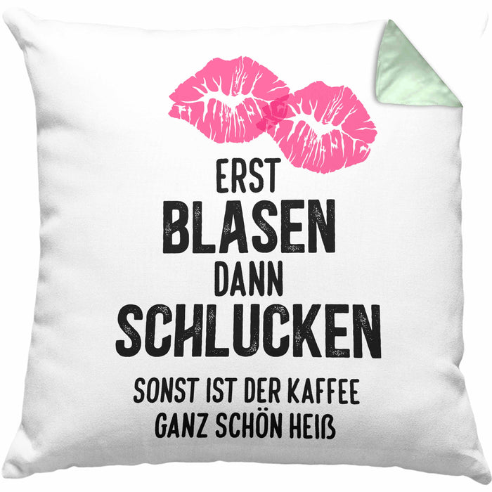 Lustige Kissen mit Füllung 40x40 Versauter Humor 18+ Geschenk Erst Blasen Dann Schlucken Erwachsene (Grau) Grün Trendation