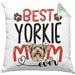Yorkie Mom Besitzerin Kissen mit Füllung 40x40 Geschenk Lustiger Spruch Geschenkidee Besitzerin Yorkie Mama (Grau) Grün Trendation