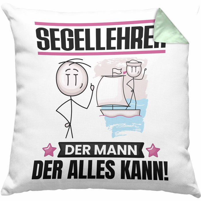 Segellehrer Kissen mit Füllung 40x40 Geschenk für Segellehrer Der Mann Der Alles Kann Geschenkidee zum Geburtstag (Grau) Grün Trendation