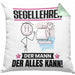 Segellehrer Kissen mit Füllung 40x40 Geschenk für Segellehrer Der Mann Der Alles Kann Geschenkidee zum Geburtstag (Grau) Grün Trendation