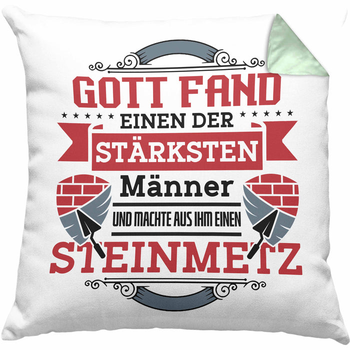 Steinmetz Kissen mit Füllung 40x40 Geschenk Spruch Geschenkidee Spruch (Grau) Grün Trendation