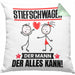 Stiefschwager Kissen mit Füllung 40x40 Geschenk für Stiefschwager Der Mann Der Alles Kann Geschenkidee zum Geburtstag (Grau) Grün Trendation