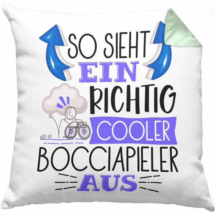 So Sieht Ein Richtig Cooler Bocciapieler Aus Geschenk Kissen mit Füllung 40x40 Lustiger Spruch Geschenkidee (Grau) Grün Trendation