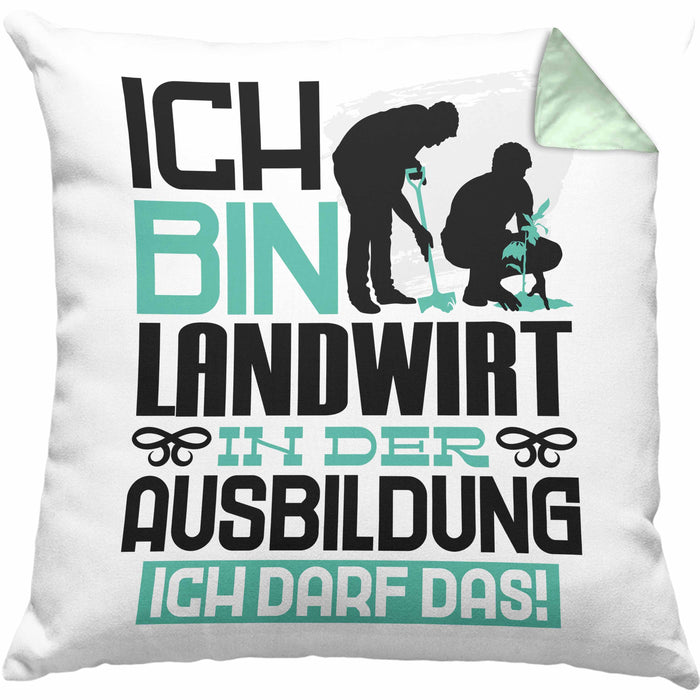 Landwirt Ausbildung Kissen mit Füllung 40x40 Geschenk Ich Bin Landwirt In Der Ausbildung Ich Darf Das Geschenkidee Spruch (Grau) Grün Trendation