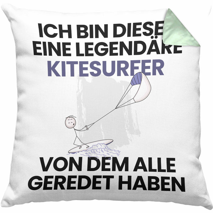 Kitesurfer Geschenk Kissen mit Füllung 40x40 Lustige Geschenkidee Geburtstag für Kitesurfer Ich Bin Dieser Legendäre Kitesurfer Von Dem Alle Geredet Haben (Grau) Grün Trendation