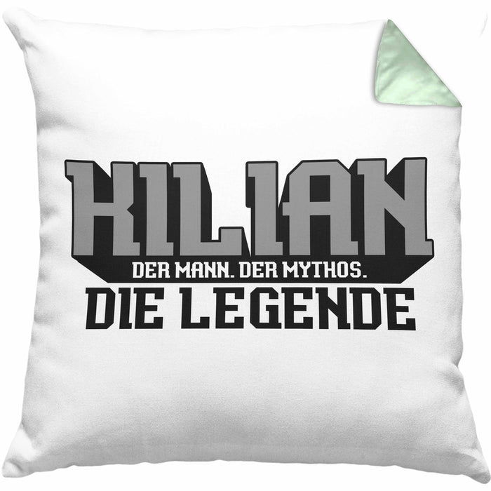 Kilian Kissen mit Füllung 40x40 Namen Spruch Namenstag (Grau) Grün Trendation