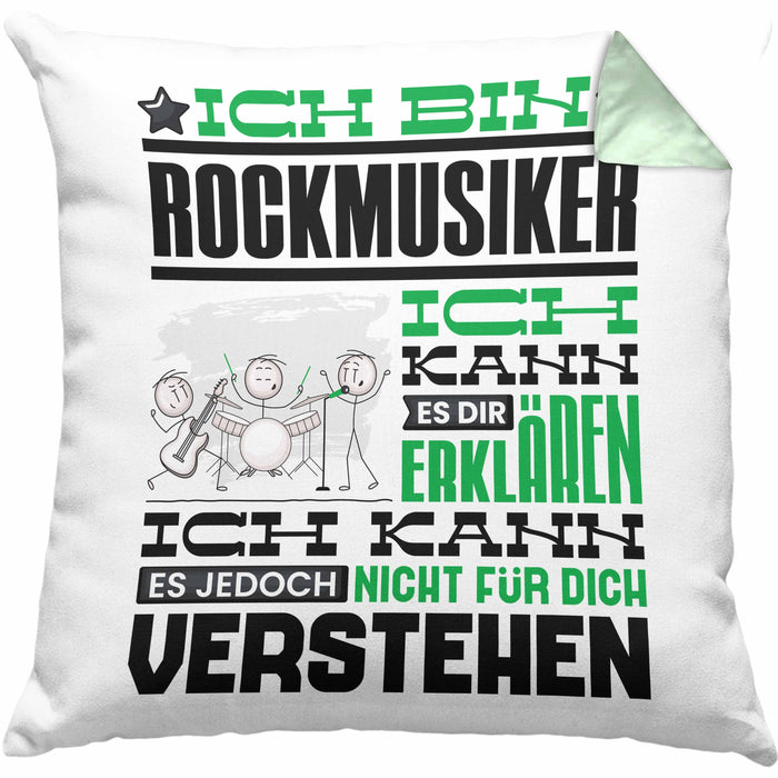 Rockmusiker Geschenk Kissen mit Füllung 40x40 Geschenkidee für Rockmusiker Geburtstag Lustig Ich Bin Rockmusiker Ich Kann Es Dir Erklären Aber Nicht Für Dich Verstehen (Grau) Grün Trendation
