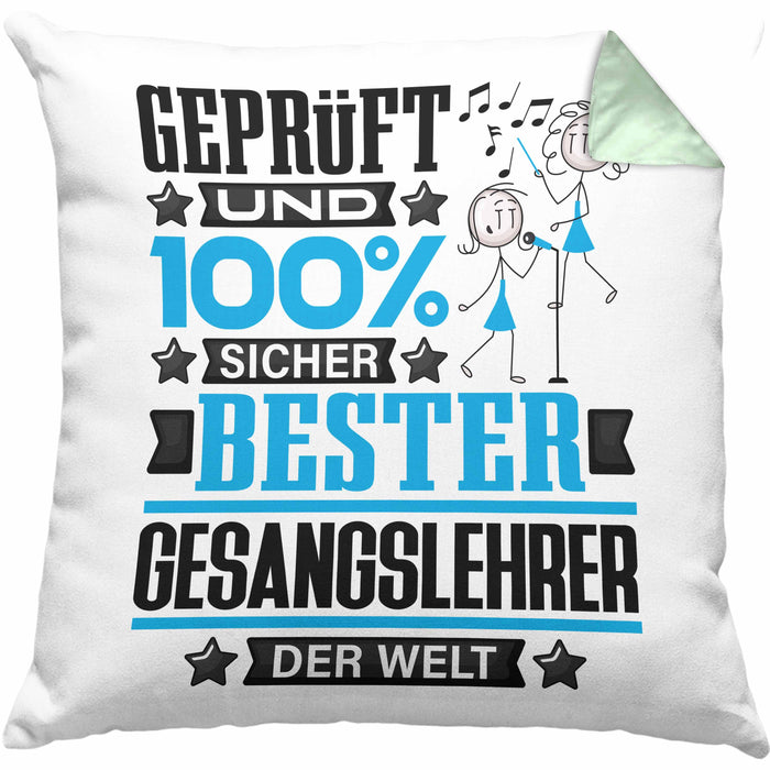 Gesangslehrer Geschenk Lustiger Spruch für Gesangslehrer Geschenkidee Bester Gesangslehrer Der WeltKissen mit Füllung 40x40 (Grau) Grün Trendation