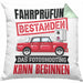 Führerschein Bestanden Geschenk Kissen mit Füllung 40x40 Bestandener Führerschein Das Fotoshooting Kann Beginnen Fahrschule (Grau) Grün Trendation