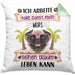 Mops Besitzer Kissen mit Füllung 40x40 Geschenk Lustiger Spruch Geschenkidee Ich Arbeite Hart Damit Mein Mops Seinen Traum Leben Kann (Grau) Grün Trendation