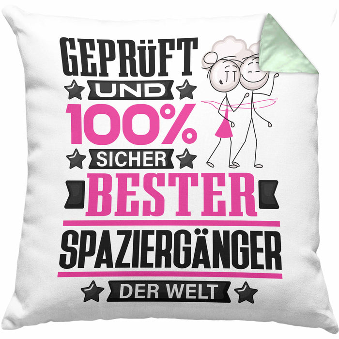 Spaziergänger Geschenk Lustiger Spruch für Spaziergänger Geschenkidee Bester Spaziergänger Der WeltKissen mit Füllung 40x40 (Grau) Grün Trendation