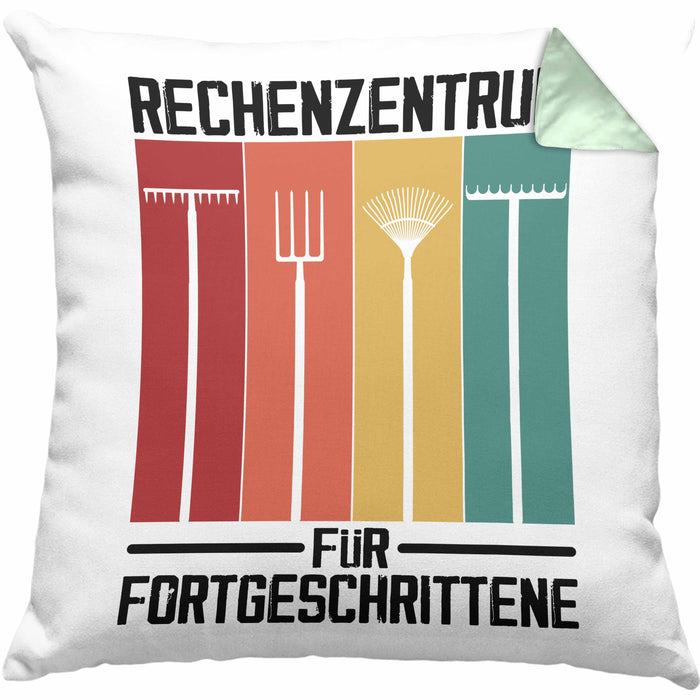 Rechenzentrum für Forgeschrittene Kissen mit Füllung 40x40 Gschenk Gärtner, Hobbygärtner Geschenkidee Lustiger Spruch Häferl (Grau) Grün Trendation