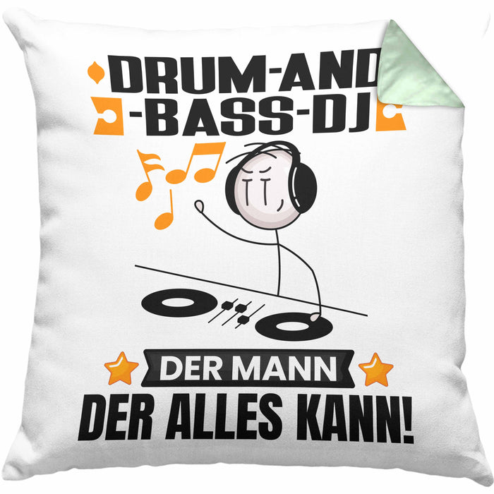 Drum-and-Bass-DJ Kissen mit Füllung 40x40 Geschenk für Drum-and-Bass-DJ Der Mann Der Alles Kann Geschenkidee zum Geburtstag (Grau) Grün Trendation