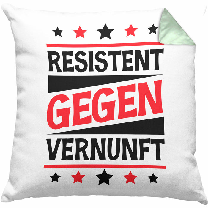 Resistent Gegen Vernunft Kissen mit Füllung 40x40 Geschenk Häferl (Grau) Grün Trendation