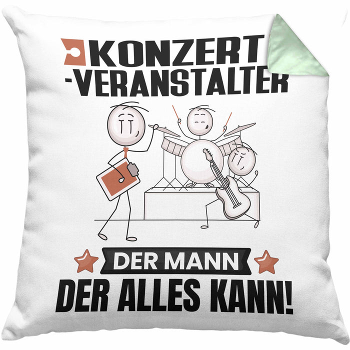 Konzertveranstalter Kissen mit Füllung 40x40 Geschenk für Konzertveranstalter Der Mann Der Alles Kann Geschenkidee zum Geburtstag (Grau) Grün Trendation