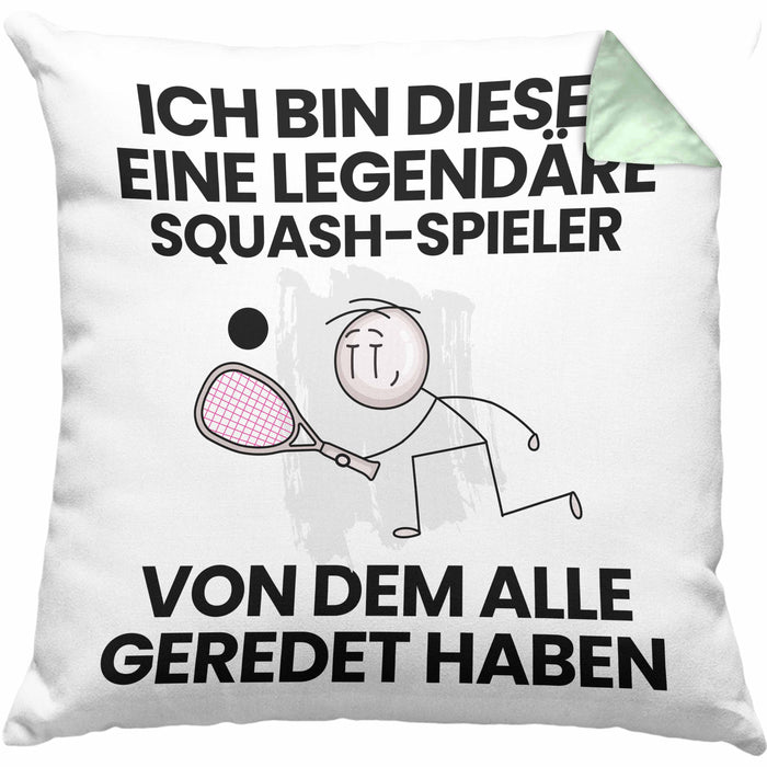 Squash-Spieler Geschenk Kissen mit Füllung 40x40 Lustige Geschenkidee Geburtstag für Squash-Spieler Ich Bin Dieser Legendäre Squash-Spieler Von Dem Alle Geredet Haben (Grau) Grün Trendation
